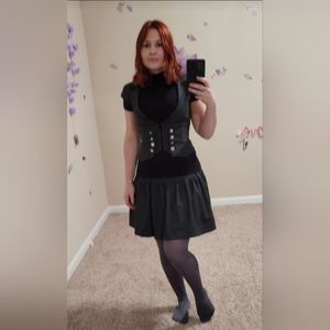 Armani Exchange Charcoal Gray Skater Skirt